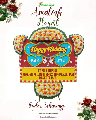 Karangan Papan Bunga Pernikahan di Jati Sari